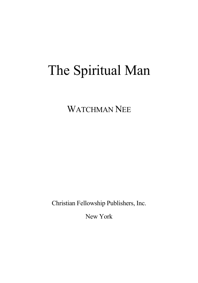 Watchman Nee - Spiritual Man cover