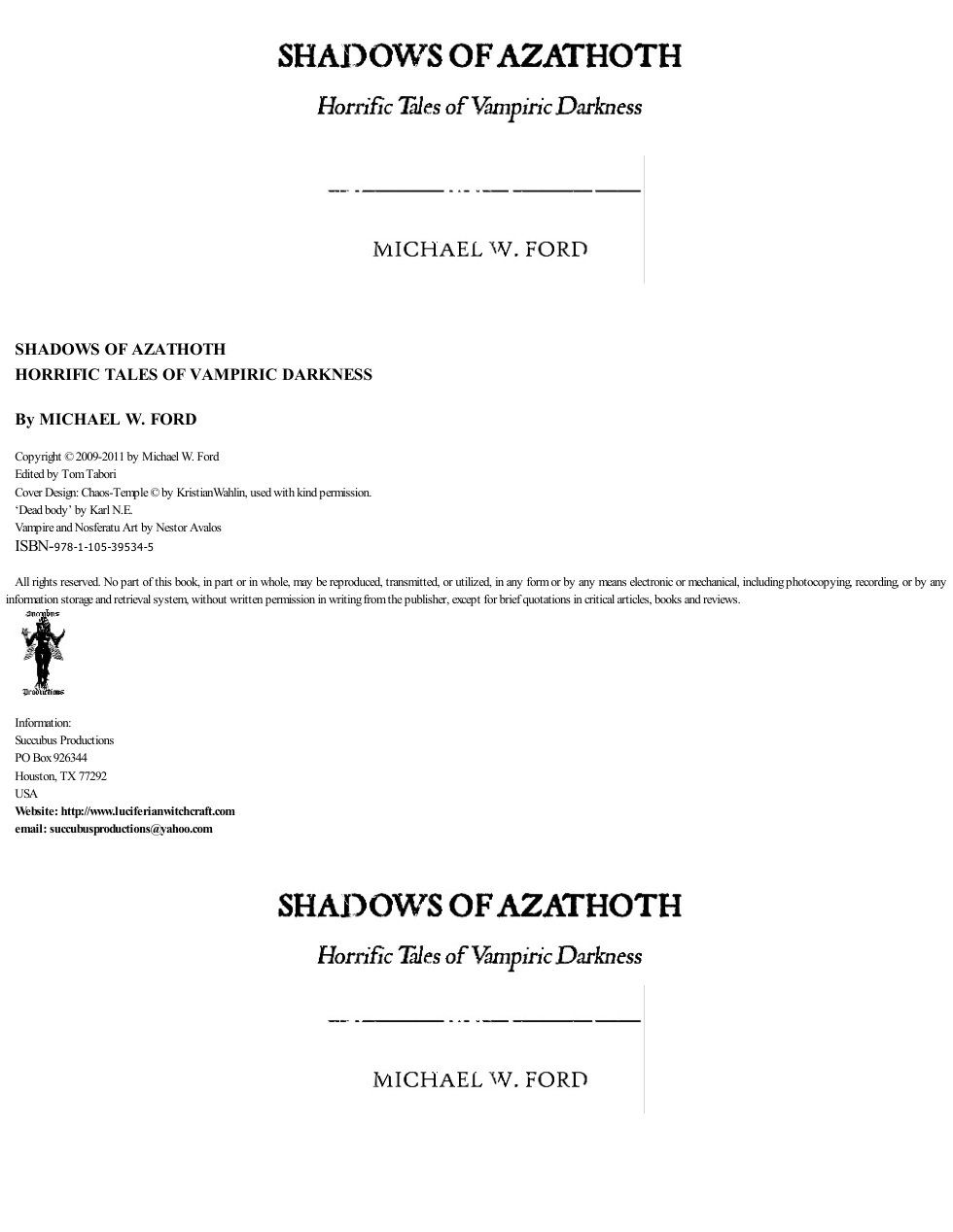 shadows of azathoth - horrific tales of vampiric darkness cover