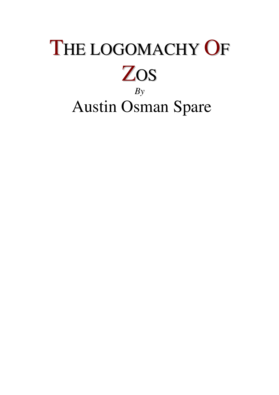 The Logomachy of Zos - A O Spare cover