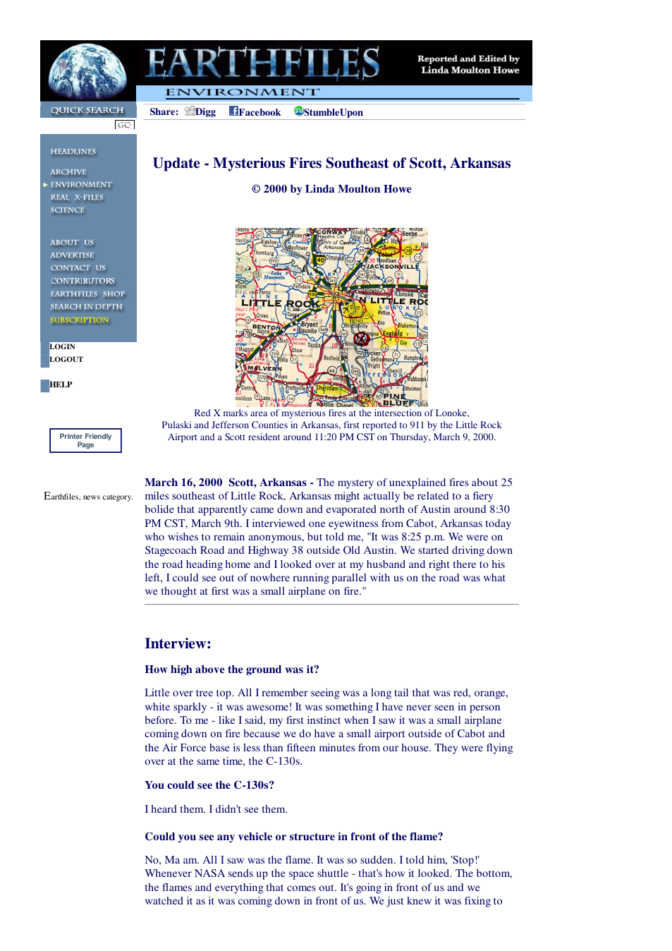 03 16 2000 Update - Mysterious Fires Southeast of Scott, Arkansas cover