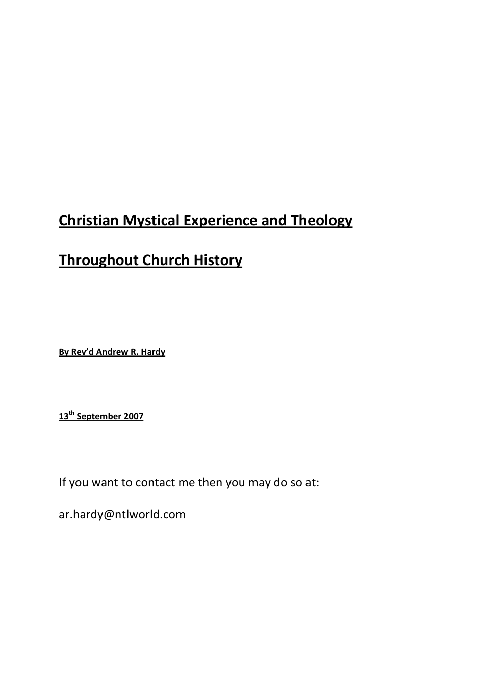 Andrew Hardy - Christian Mysticism Throughout Church History cover