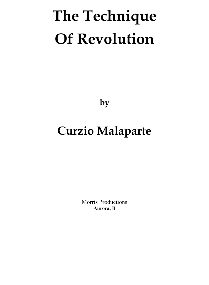 Malaparte, Curzio - Coup d'etat - The Technique of Revolution (1931) cover