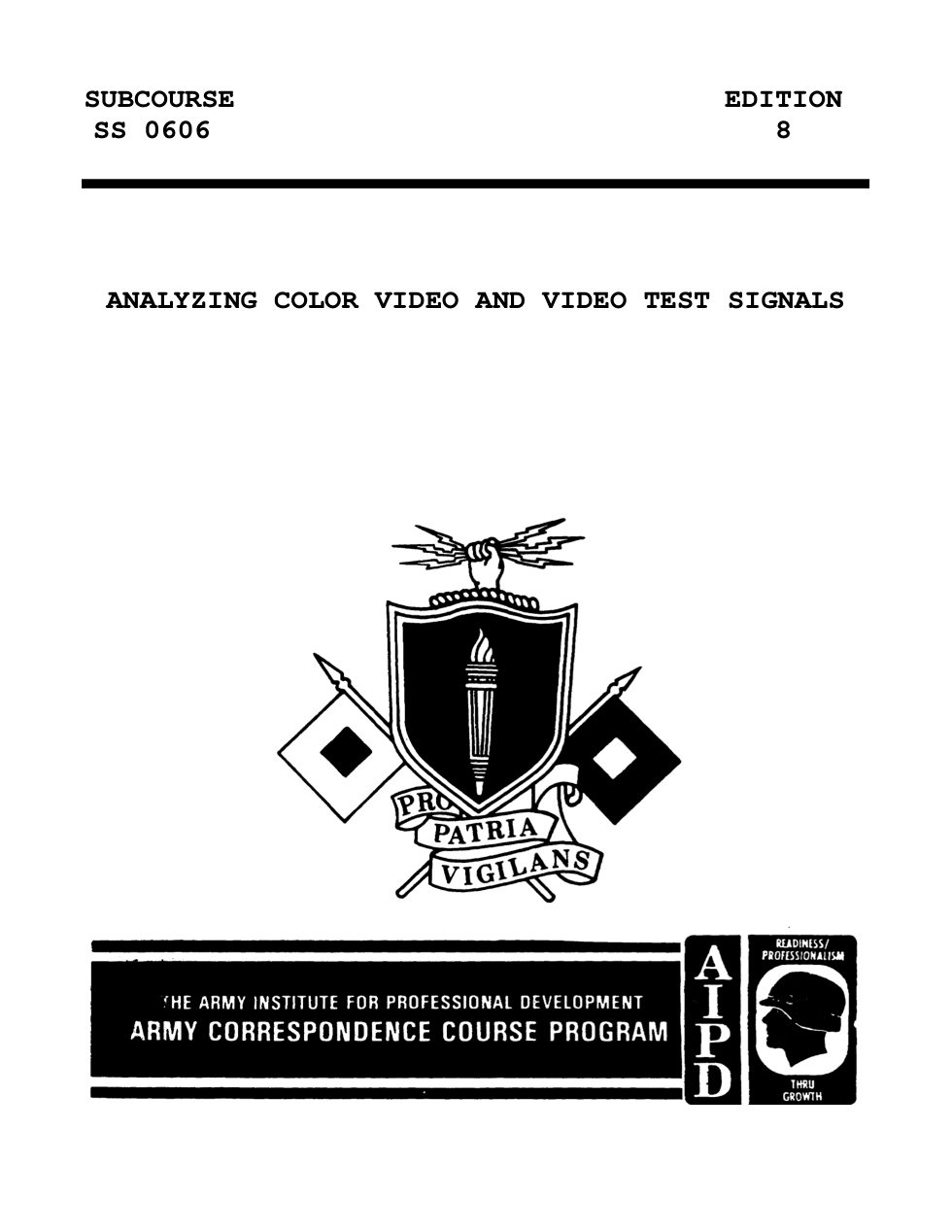 ARMY TV-Analyzing Color Vid. & Test Signals 1988 80 pages cover