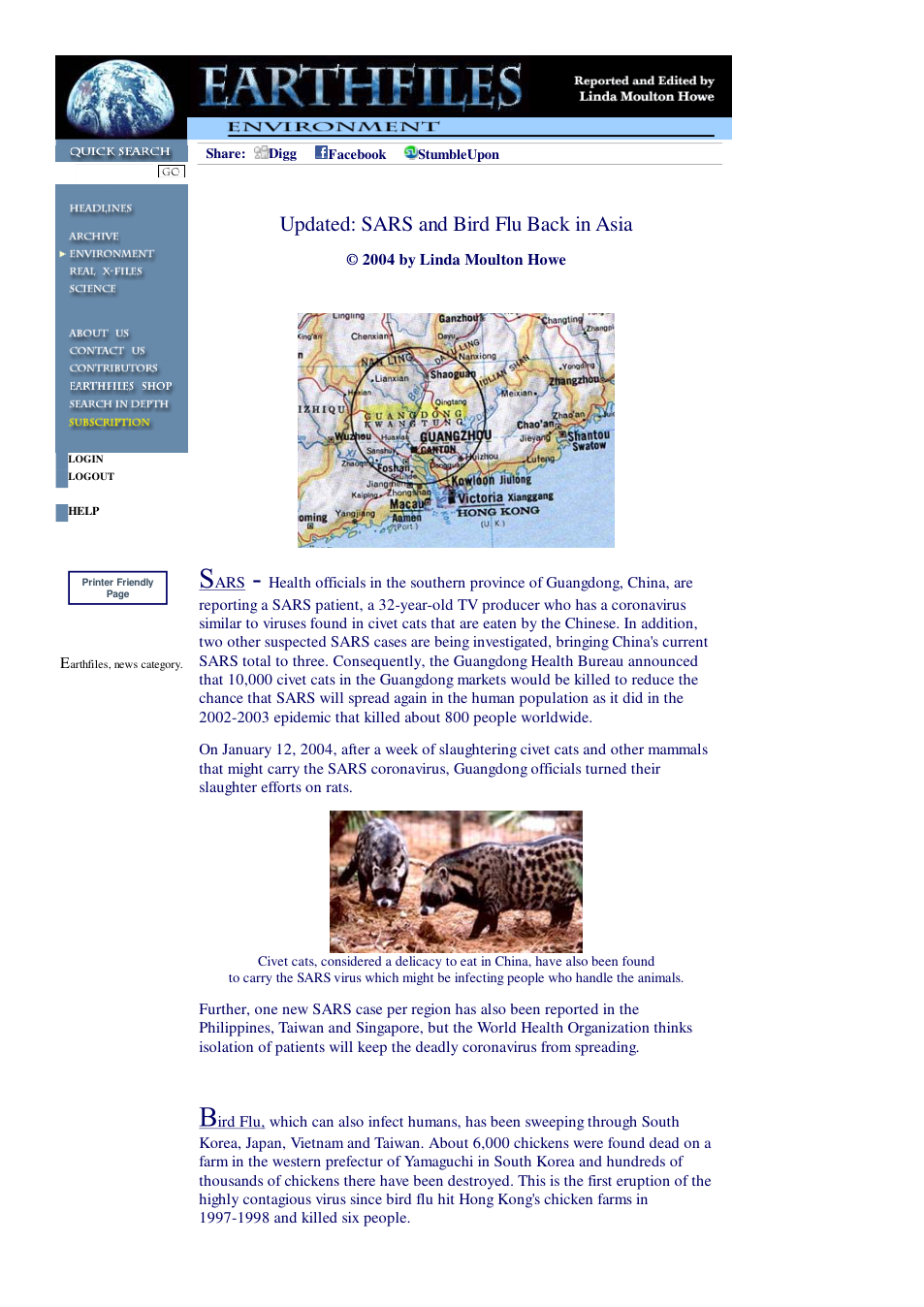 01 13 2004 Updated SARS and Bird Flu Back in Asia cover