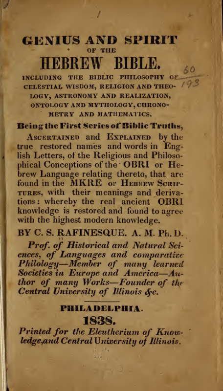 Genius and Spirit of the Hebrew Bible cover