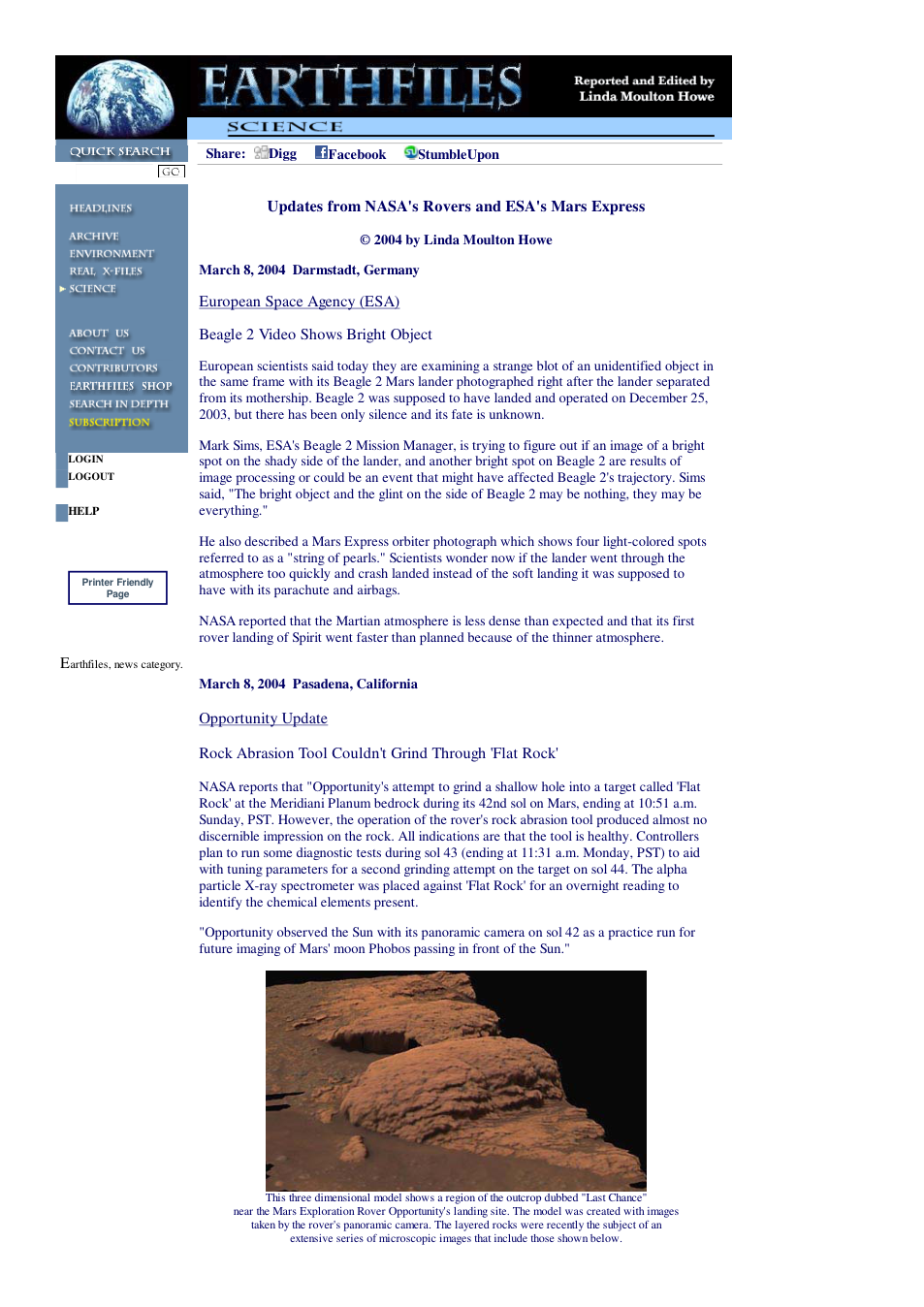 03 08 2004 Updates from NASA's Rovers and ESA's Mars Express cover