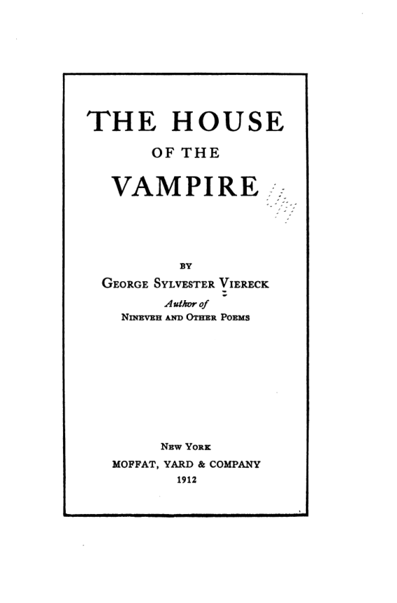 The house of the vampire cover