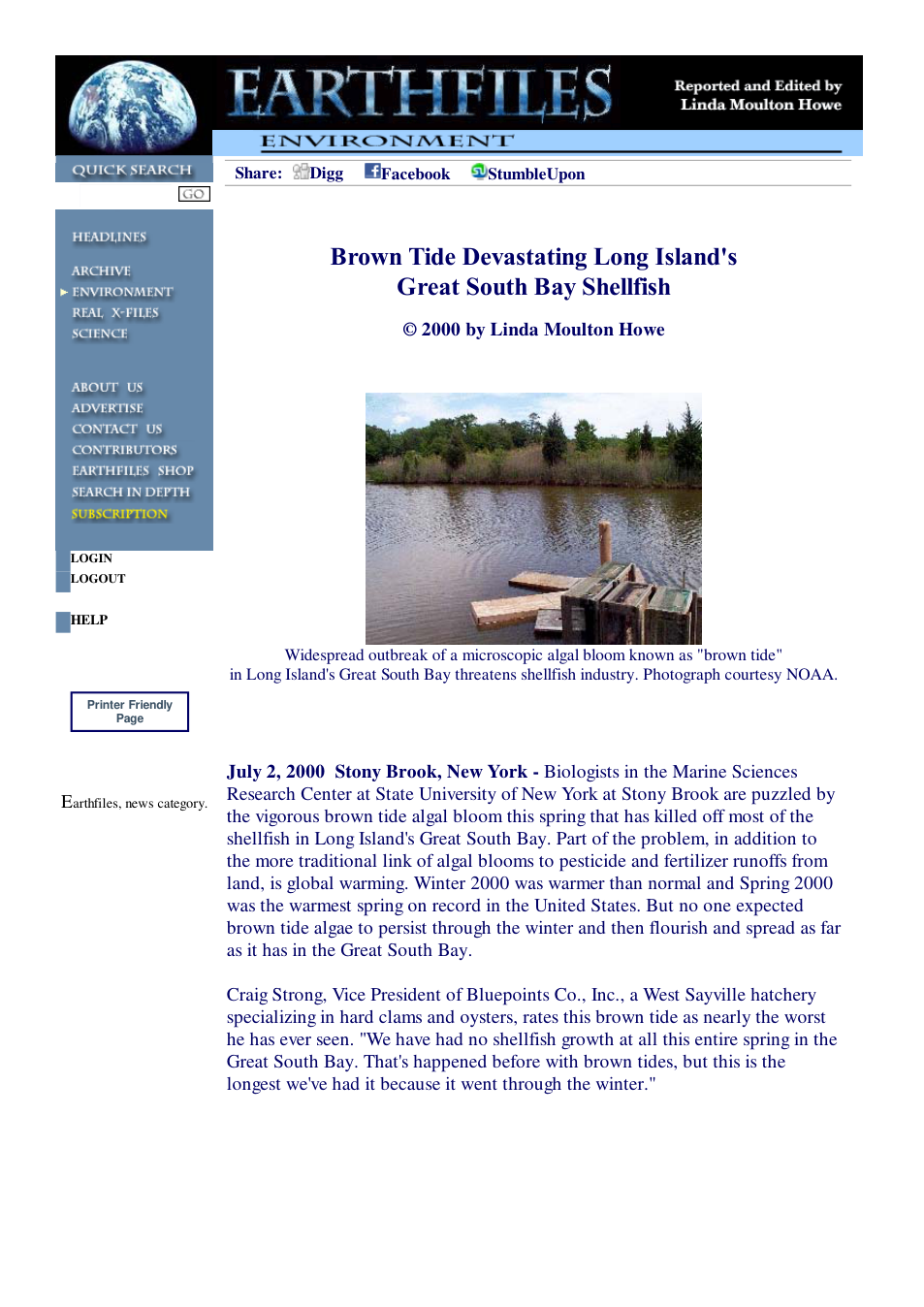 07 02 2000 Brown Tide Devastating Long Island's Great South Bay Shellfish cover