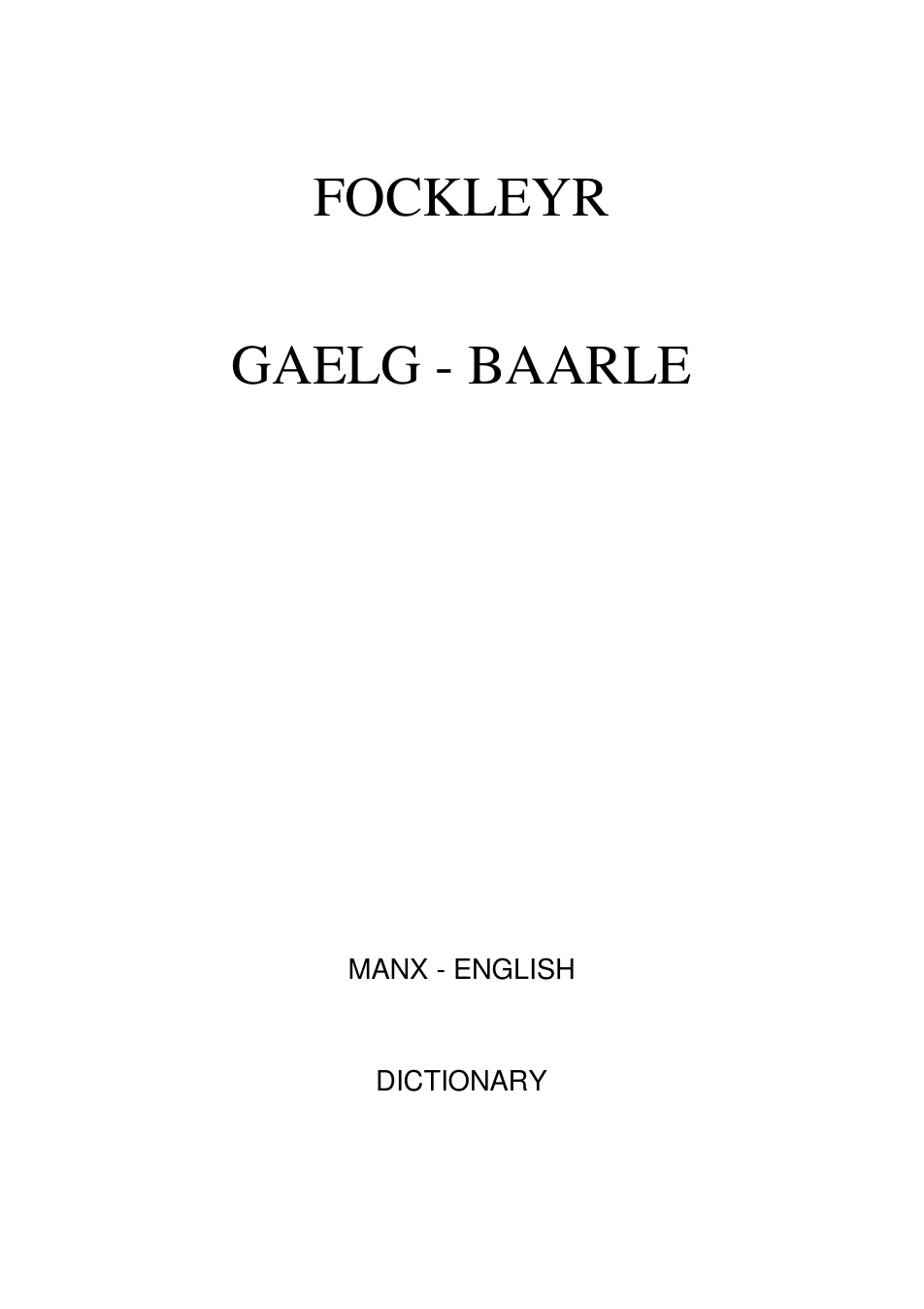 Fockleyr - Manx-English Dictionary cover