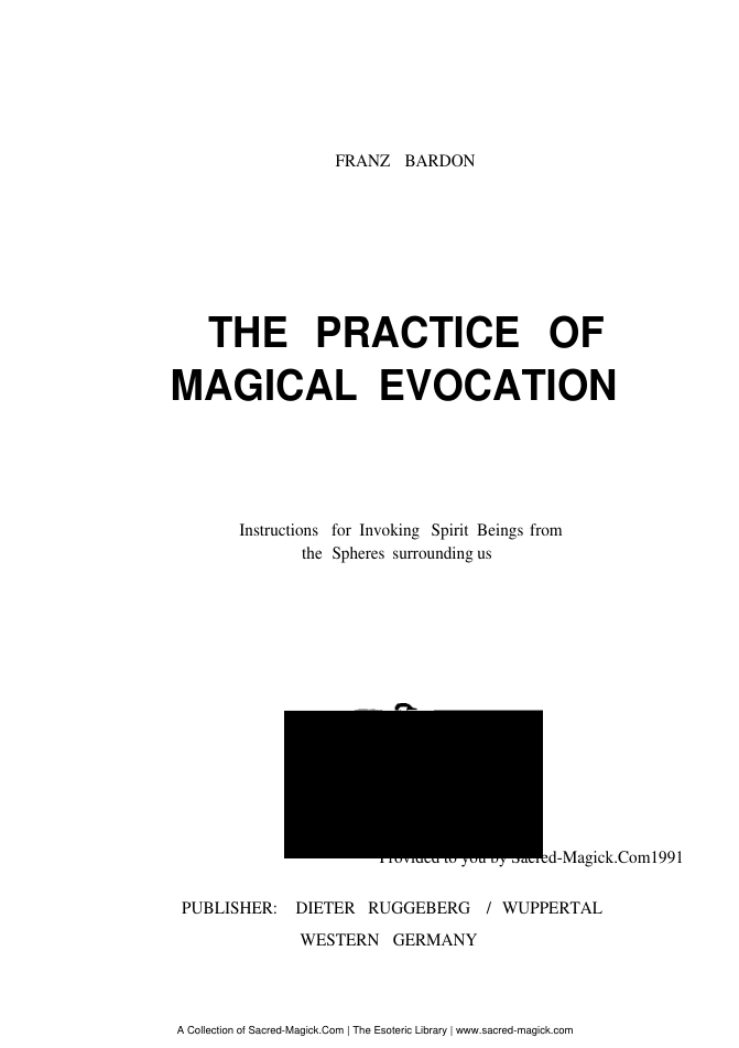 Franz Bardon Book 2-2 Practice of Magical Evocation cover