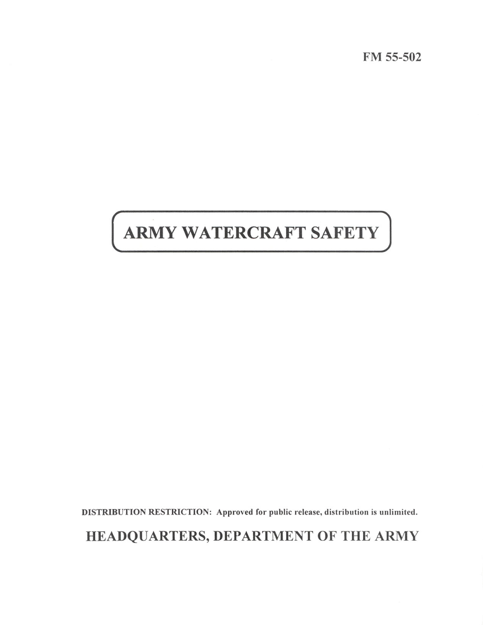 ARMY Watercraft Safety 1996 251 pages cover