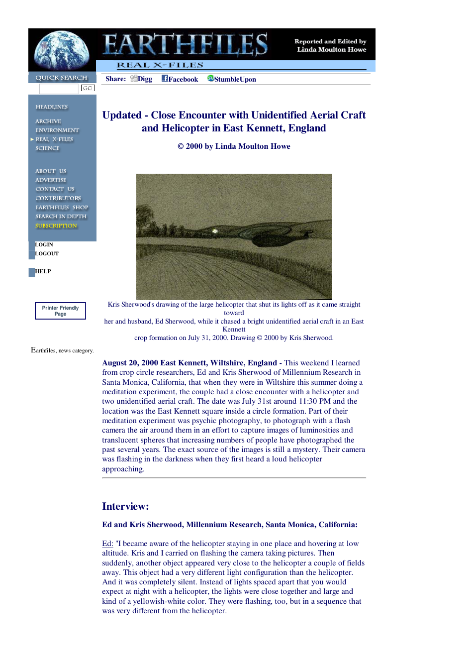 08 20 2000 Updated - Close Encounter with Unidentified Aerial Craft and Helicopter in East Kennett, England cover
