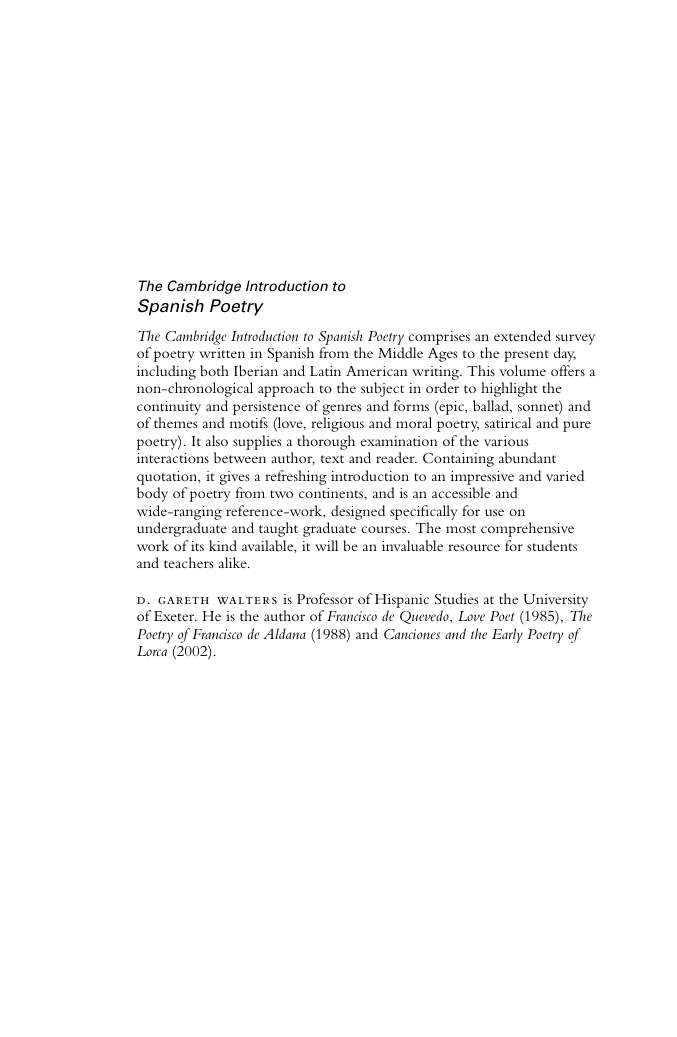 The Cambridge Introduction to Spanish Poetry cover