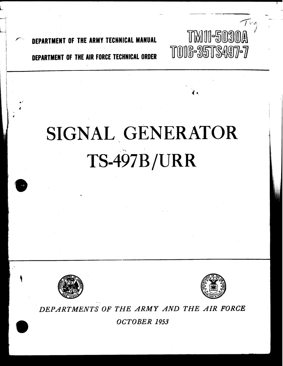 ARMY Korea - Signal Generator 1953 60 pages cover