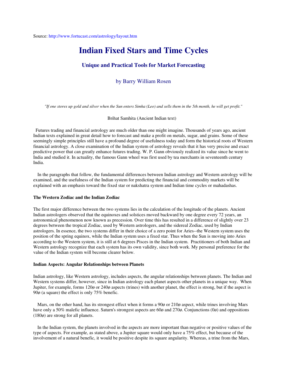Rosen, B.W. - Indian Fixed Stars & Time Cycles - Unique and cover