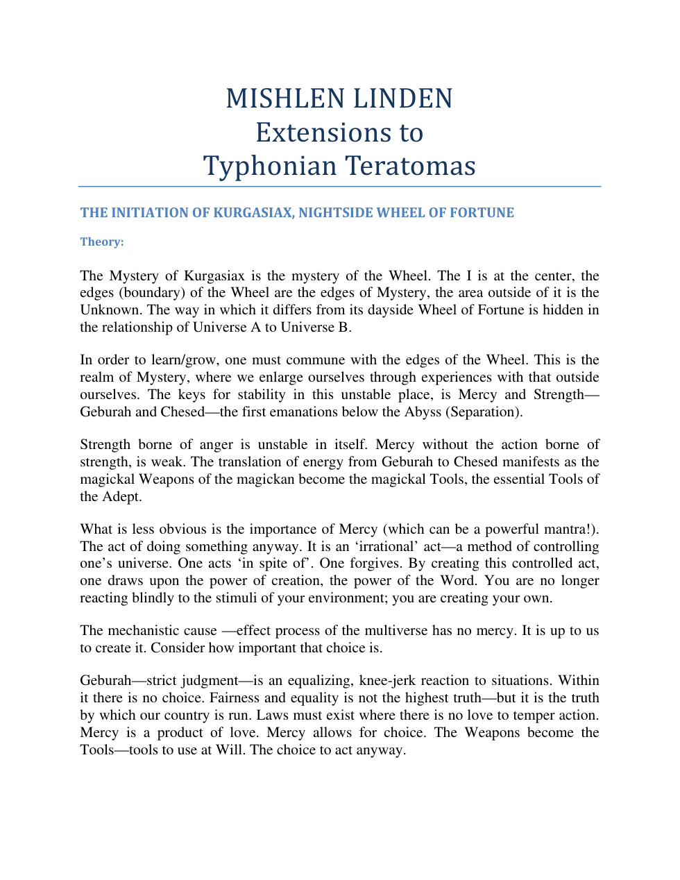 Mishlen Linden - Extensions to Typhonian Teratomas cover
