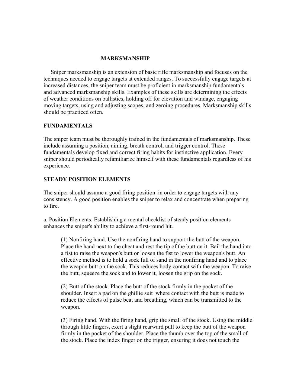 Sniper Marksmanship Training Techniques 8 pages cover