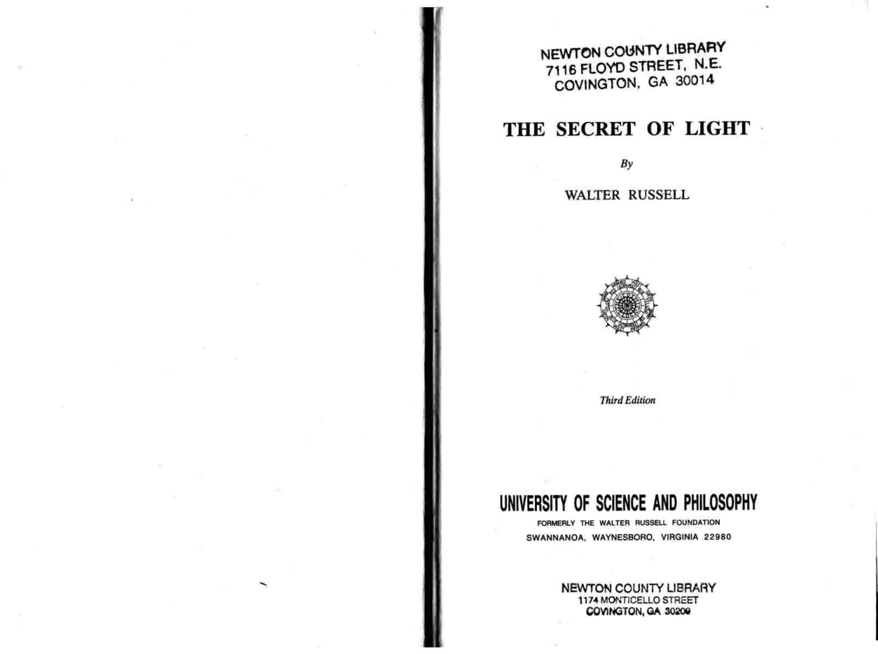 Walter Russell - Secret Of Light cover