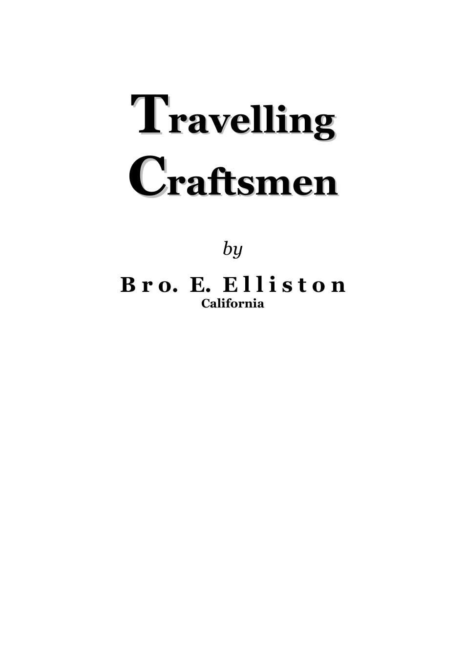 Travelling Craftsmen - E Elliston cover