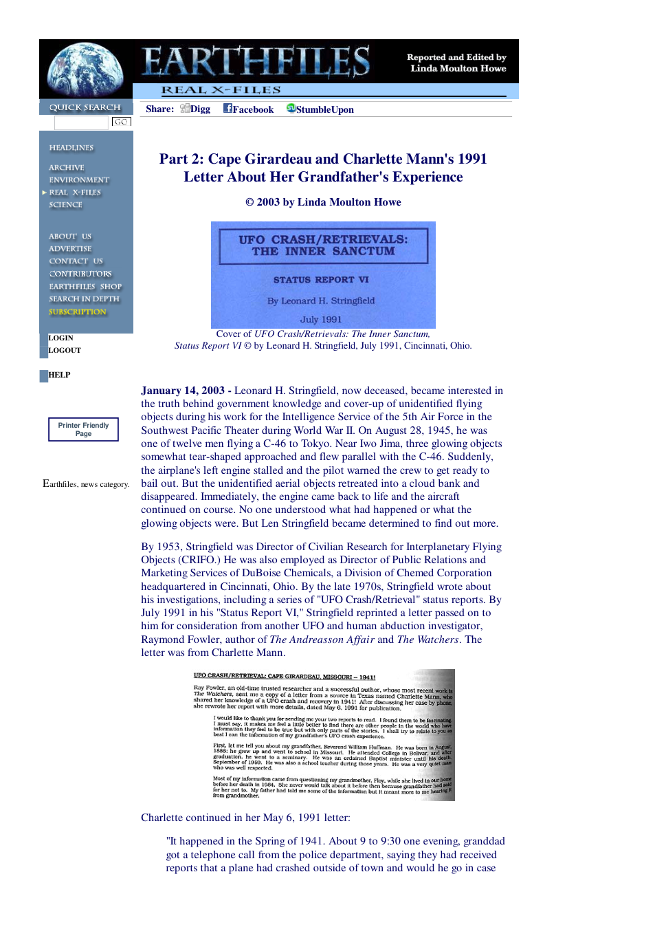 01 14 2003 Part 2 Cape Girardeau and Charlette Mann's 1991 Letter About Her Grandfather's Experience cover