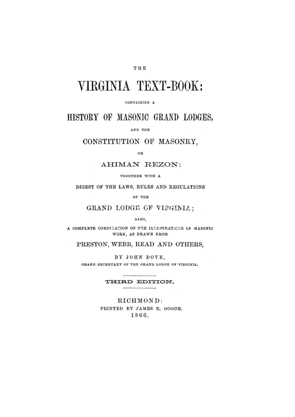 The Virginia Text Book - J. Dove cover