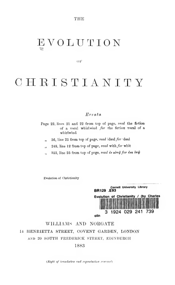 The evolution of Christianity cover
