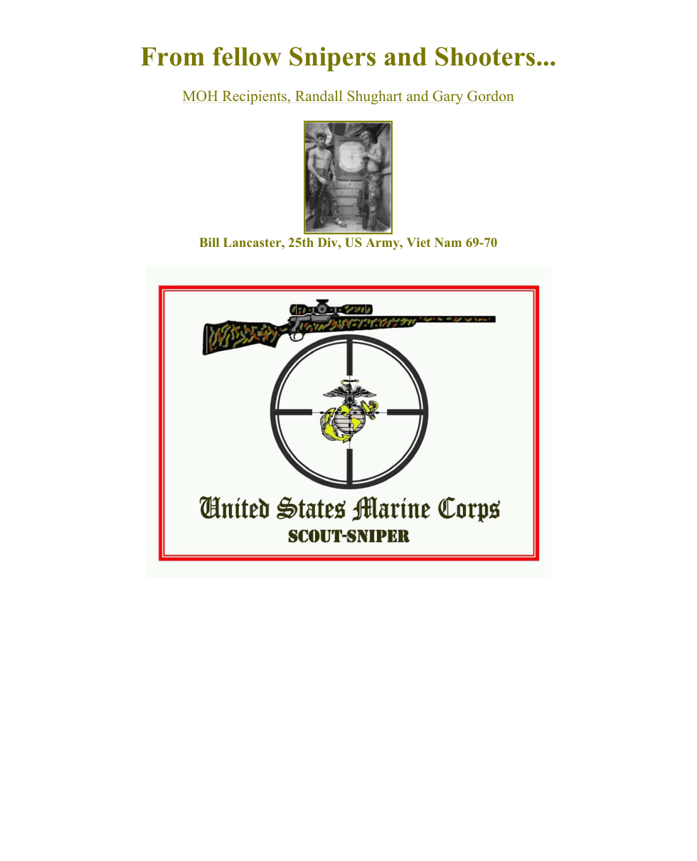 Sniper - From Fellow Snipers and Shooters.. 10 pages cover