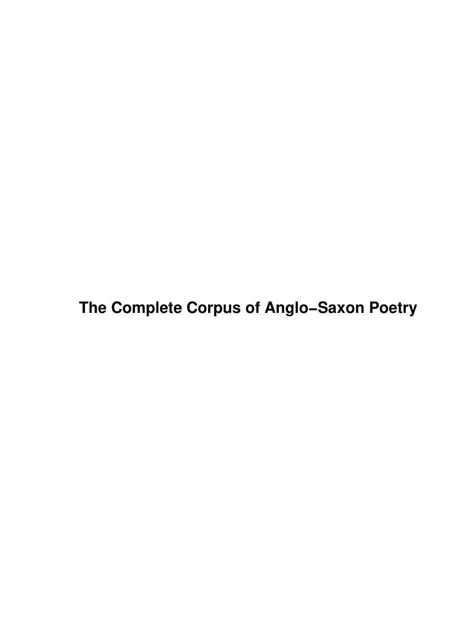 The complete corpus of Anglo-Saxon poetry cover