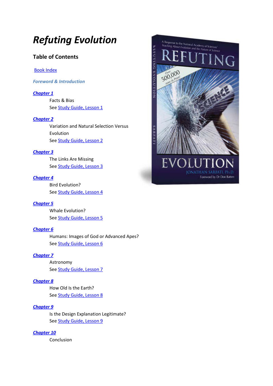 Sarfati - Refuting Evolution (2008) cover