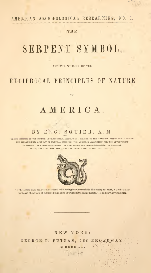 The Serpent Symbol In America - E Squier cover