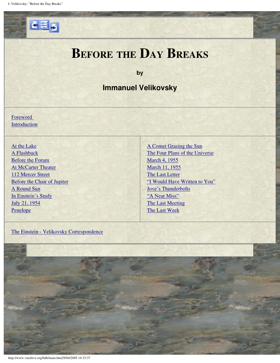 Immanuel Velikovsky - Before The Day Breaks cover