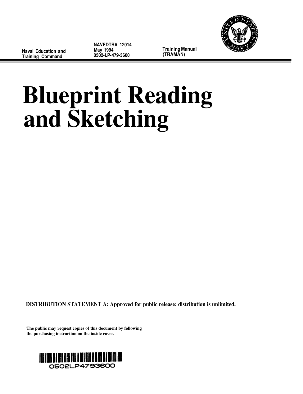 NAVY Blueprint Reading,Sketching 1994, 221p. cover