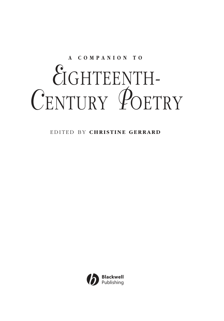 A Companion to Eighteenth-Century Poetry cover