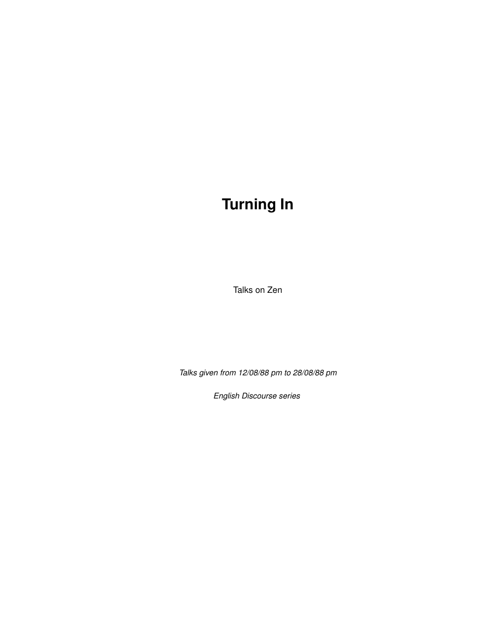 Turning In cover