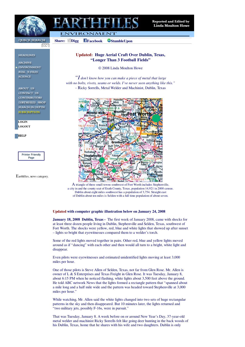 01 18 2008 Updated Huge Aerial Craft Over Dublin, Texas, Longer Than 3 Football Fields cover