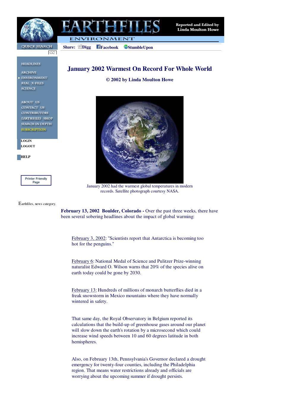 02 13 2002 January 2002 Warmest On Record For Whole World cover