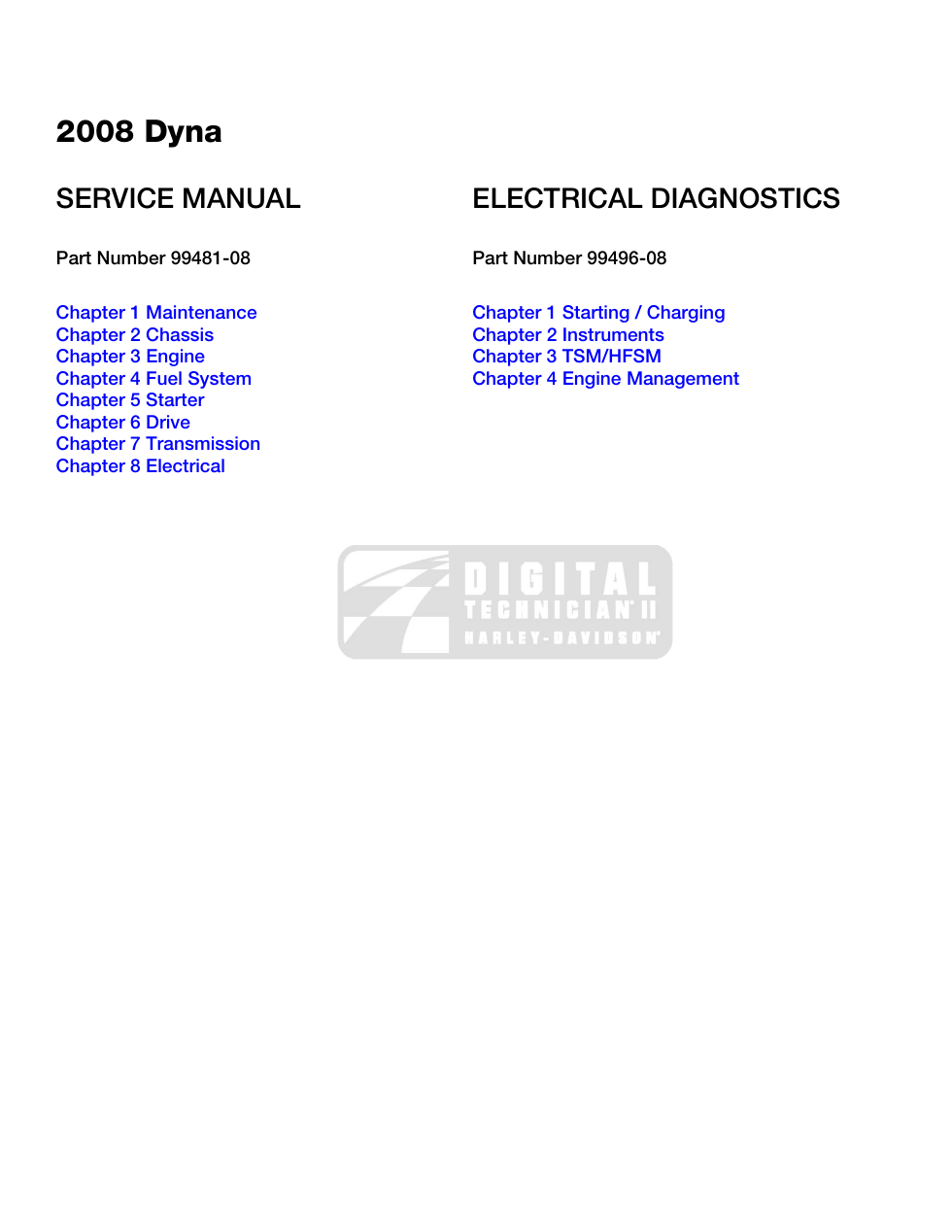 2008 Harley Davidson Dyna Models Service Manual Repair 2008 Fxd cover