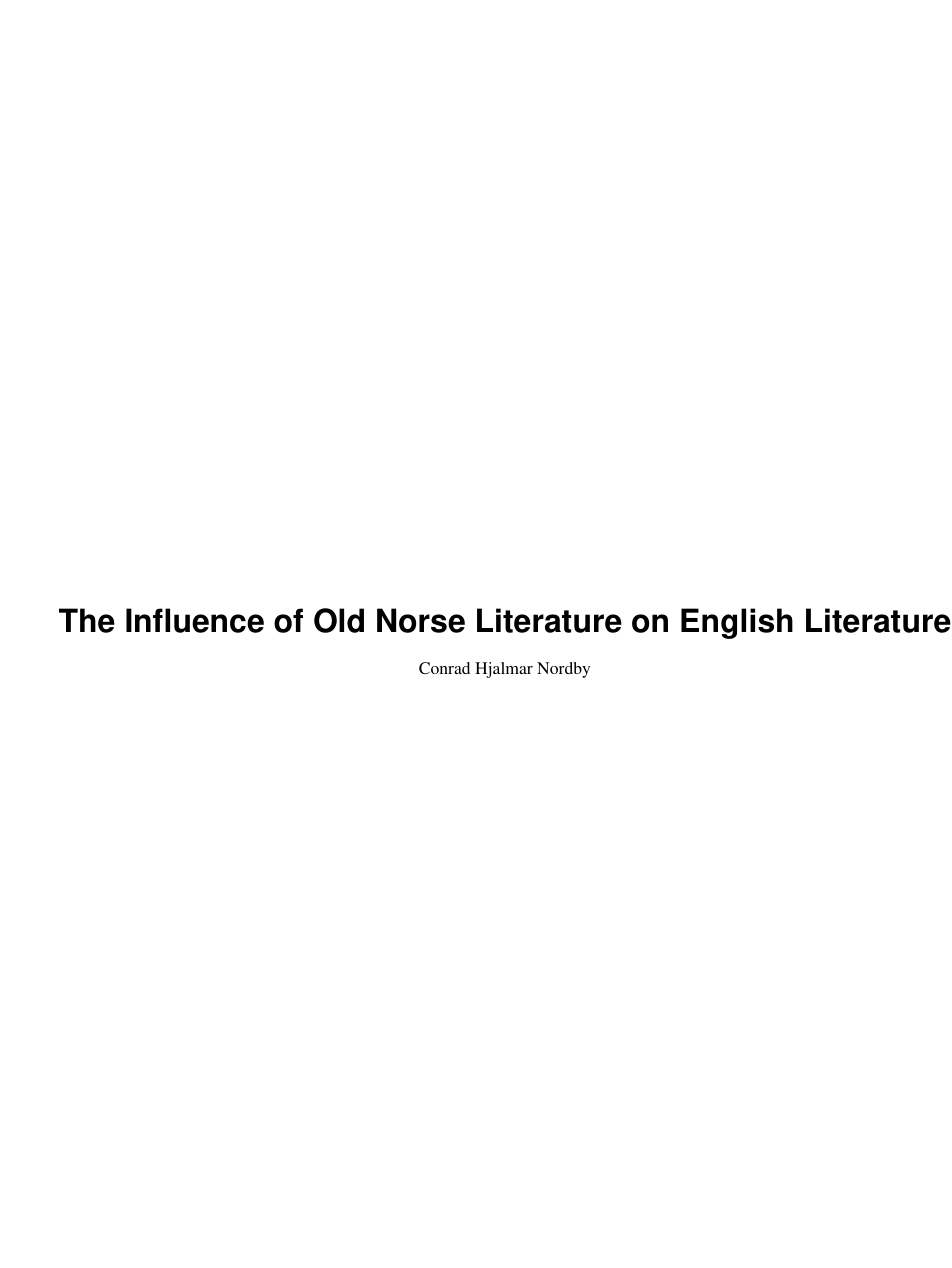 Conrad Hjalmar Nordby - The Influence Of Old Norse Literature On English Literature cover