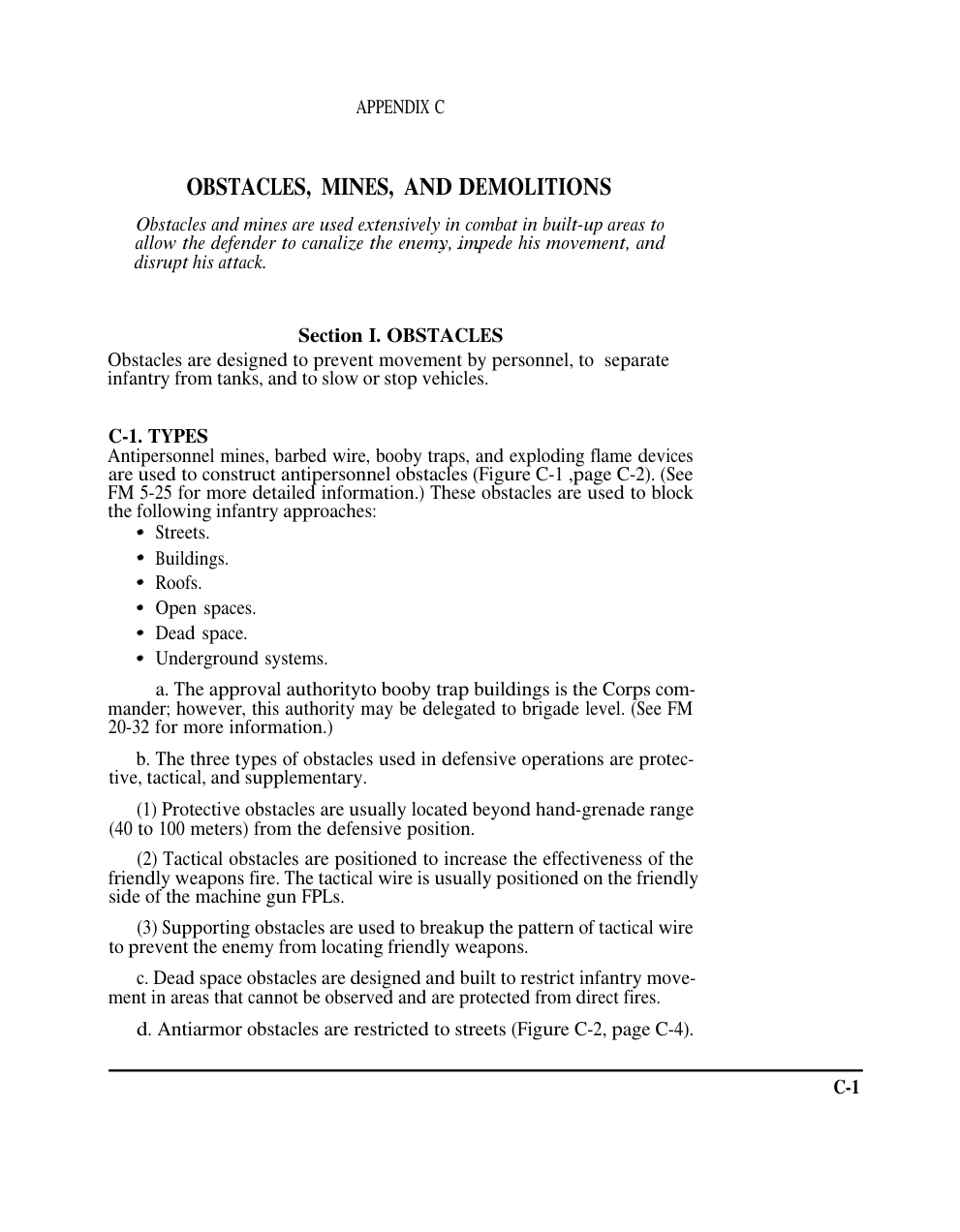 ARMY Obstacles, Mines, Demolitions FM 90-10-1 18 pages cover