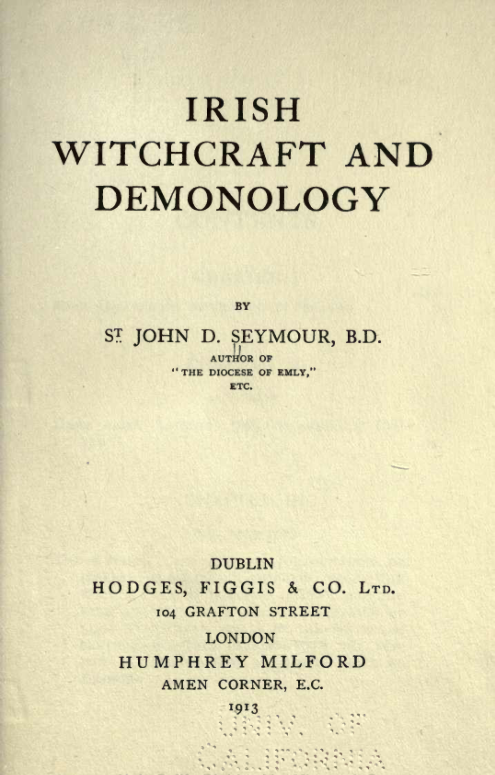 Irish Witchcraft & Demonology - J D Seymour cover