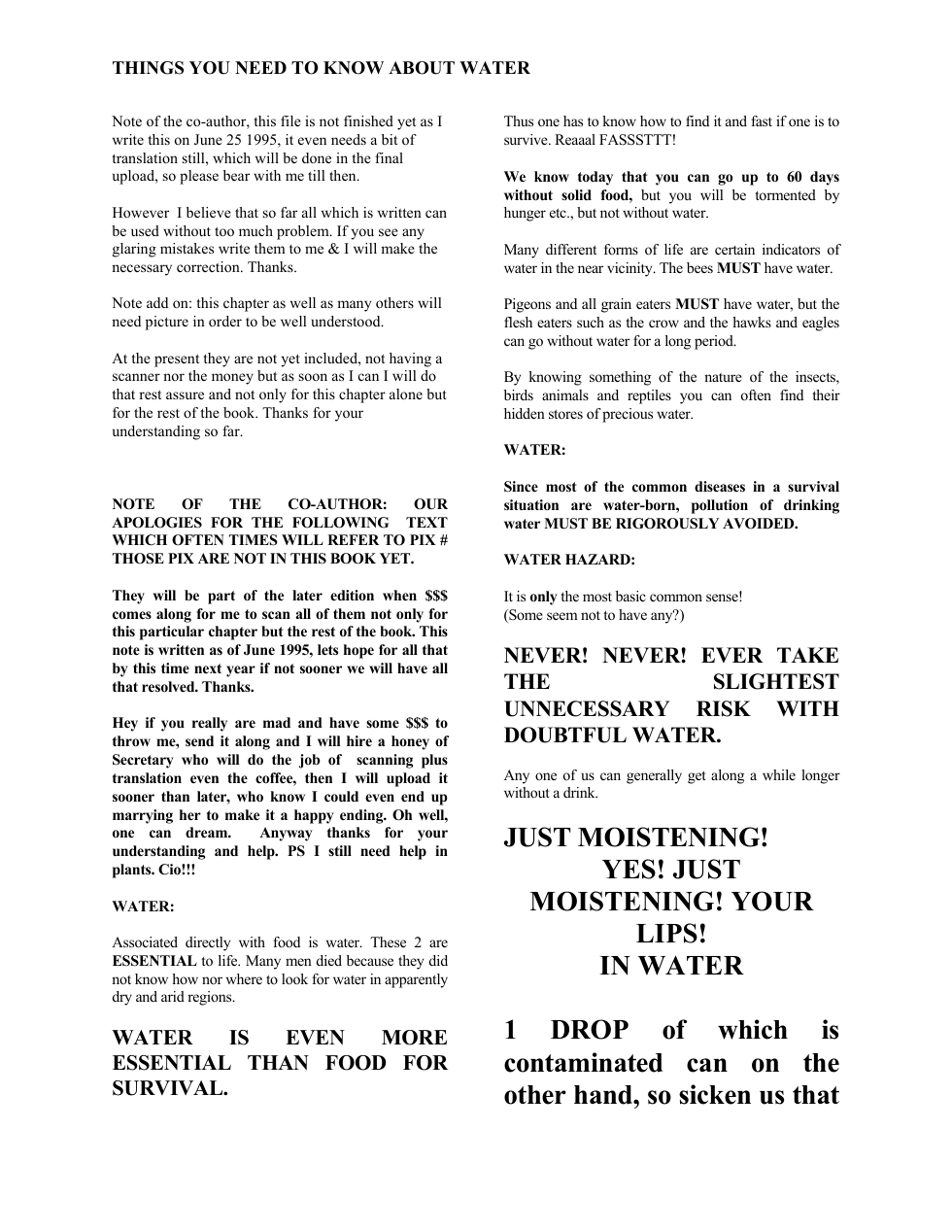 Water - Things You Need To Know About Water 1995 21 pgs cover