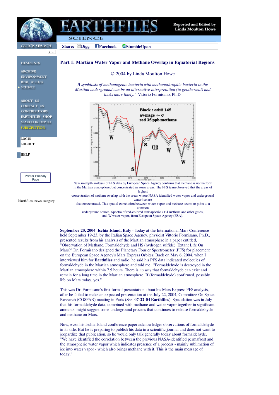 09 20 2004 Part 1 Martian Water Vapor and Methane Overlap in Equatorial Regions cover