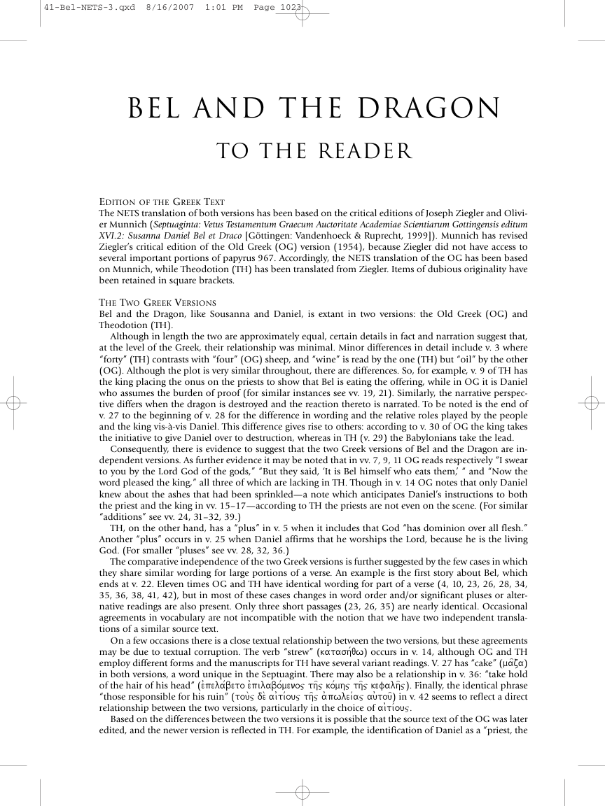 41 Bel and the Dragon, tr. R. Timothy McLay cover
