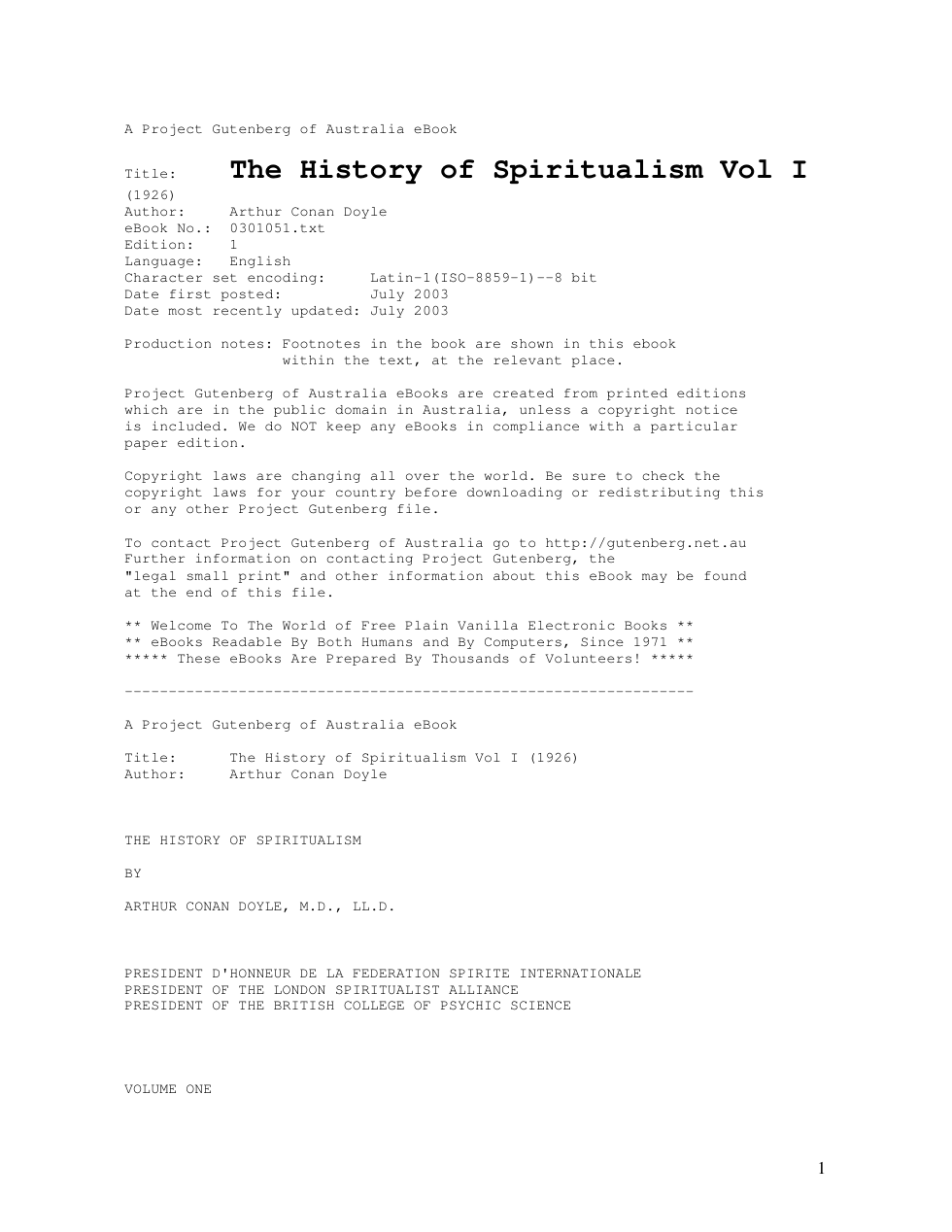 Arthur Conan Doyle - The History of Spiritualism I cover