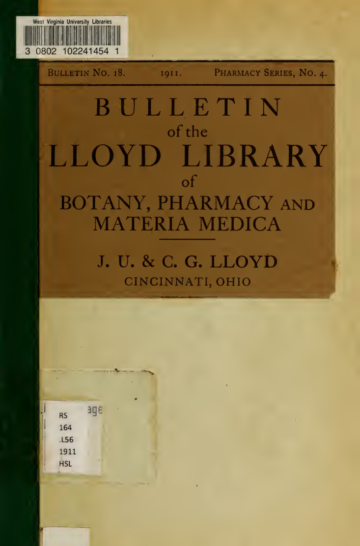 History of the vegetable drugs of the Pharmacopeia of the United States - J. U. Lloyd (1911) cover