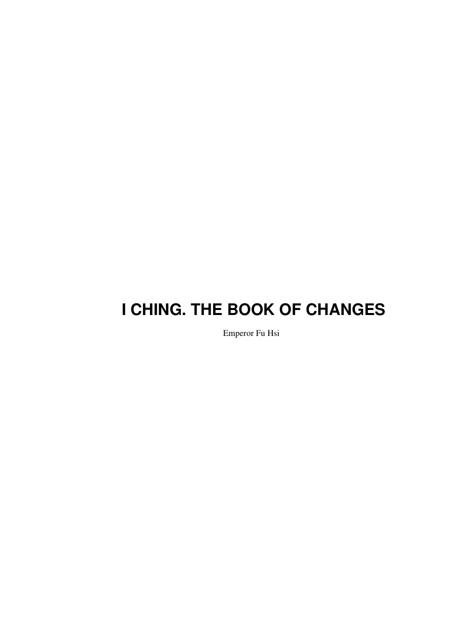 I Ching - The Book Of Changes cover