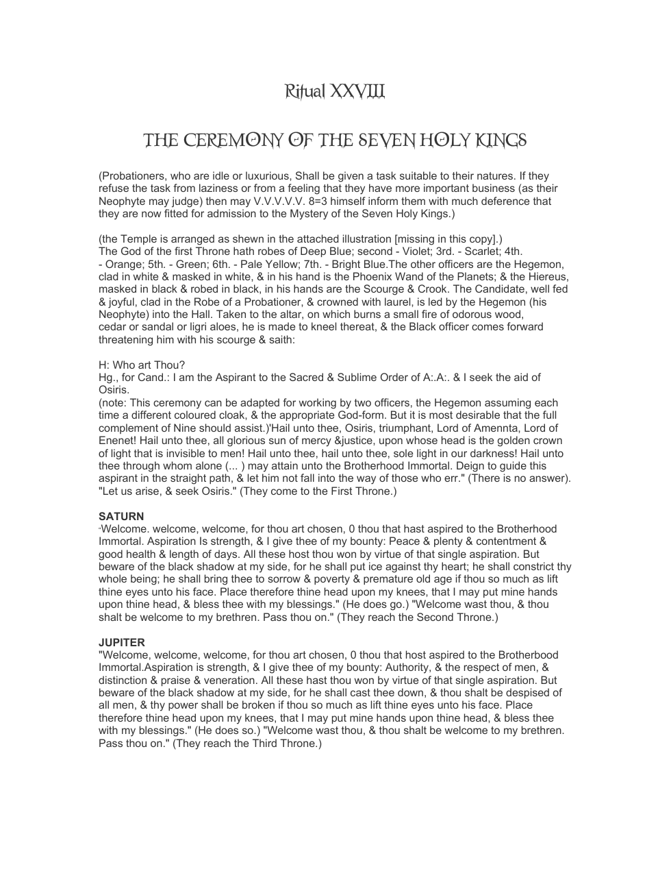 Ceremony of the Seven Holy Kings cover
