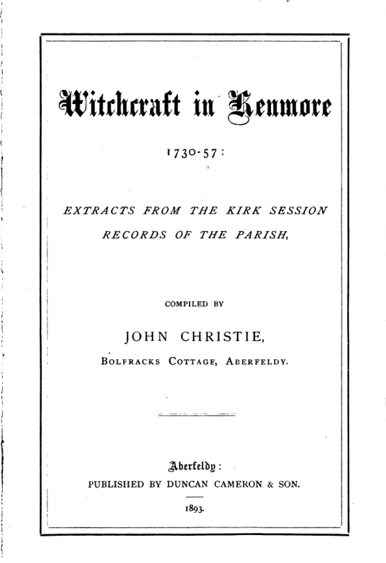 Witchcraft in Kenmore - J Christie cover
