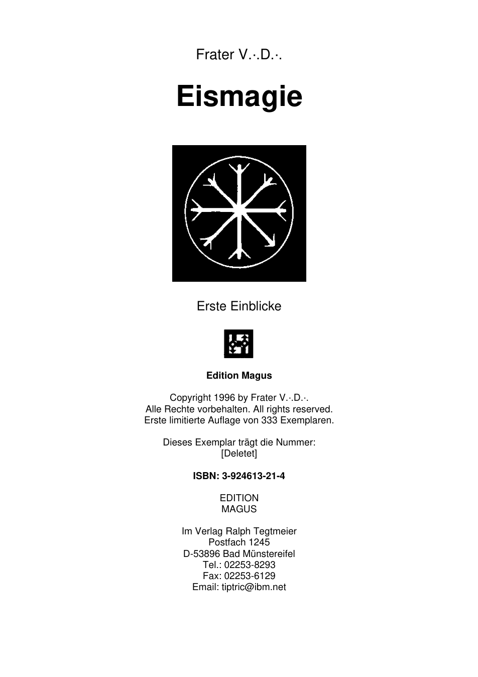 Frater V.D. - Eismagie cover