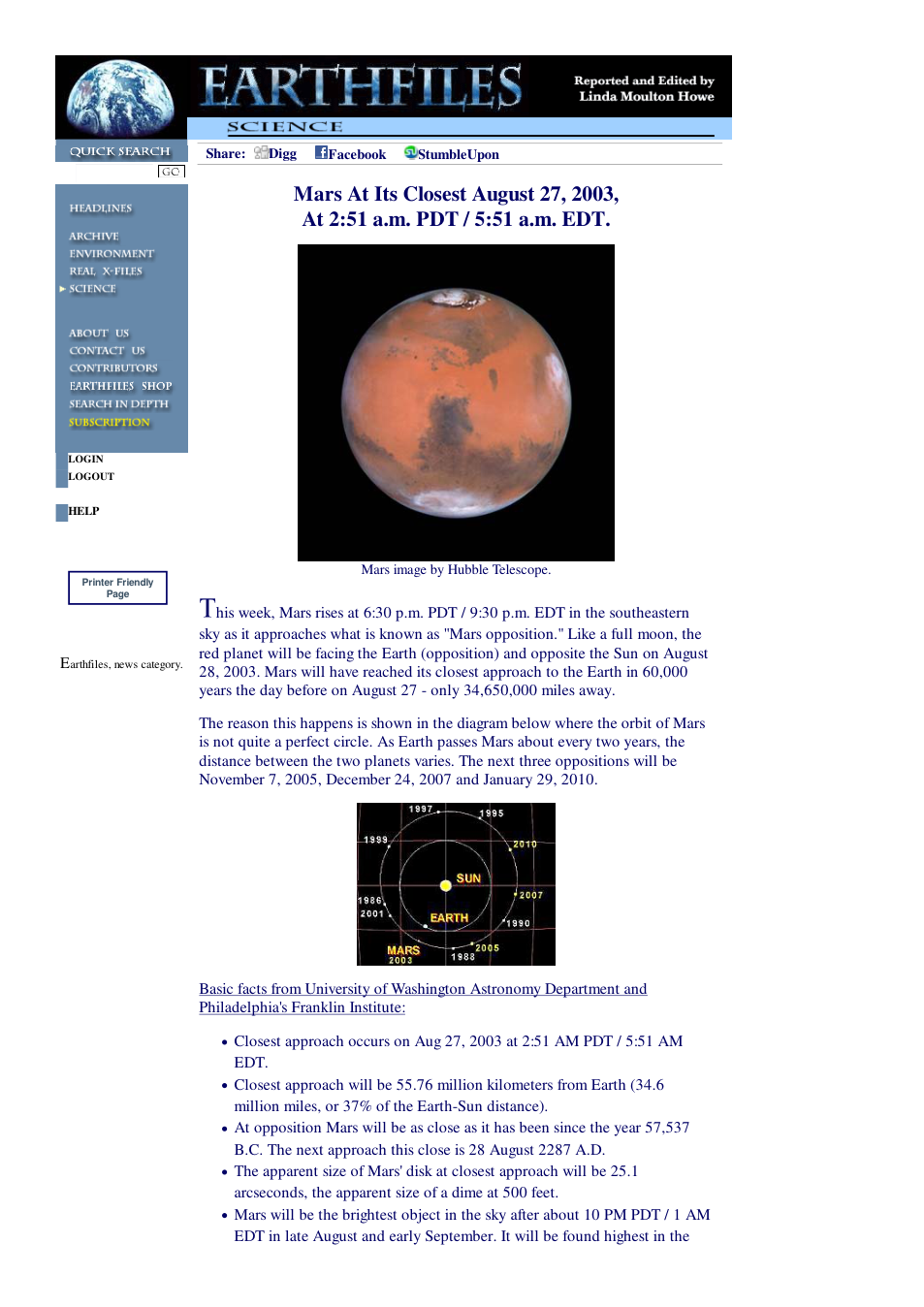 08 26 2003 Mars At Its Closest August 27, 2003, At 2 51 a.m. PDT 5 51 a.m. EDT. cover